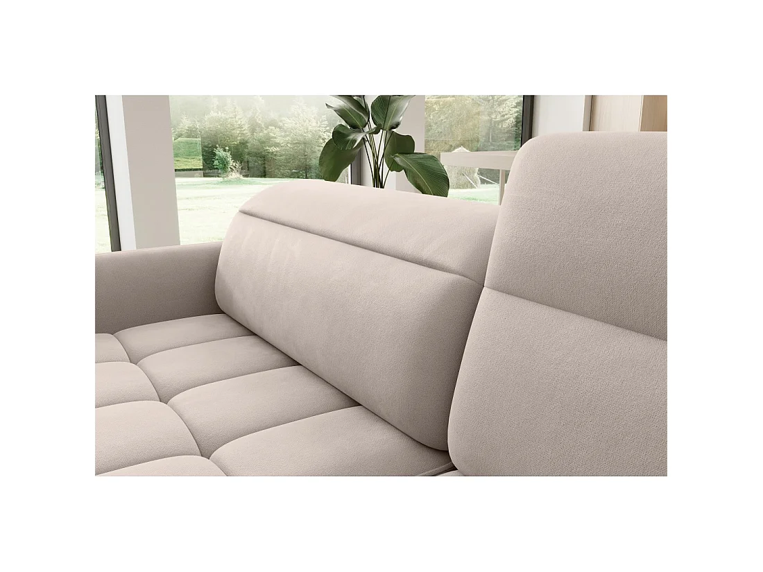 Canapé d'angle droit convertible BARNEA 208 cm beige crème avec rangement