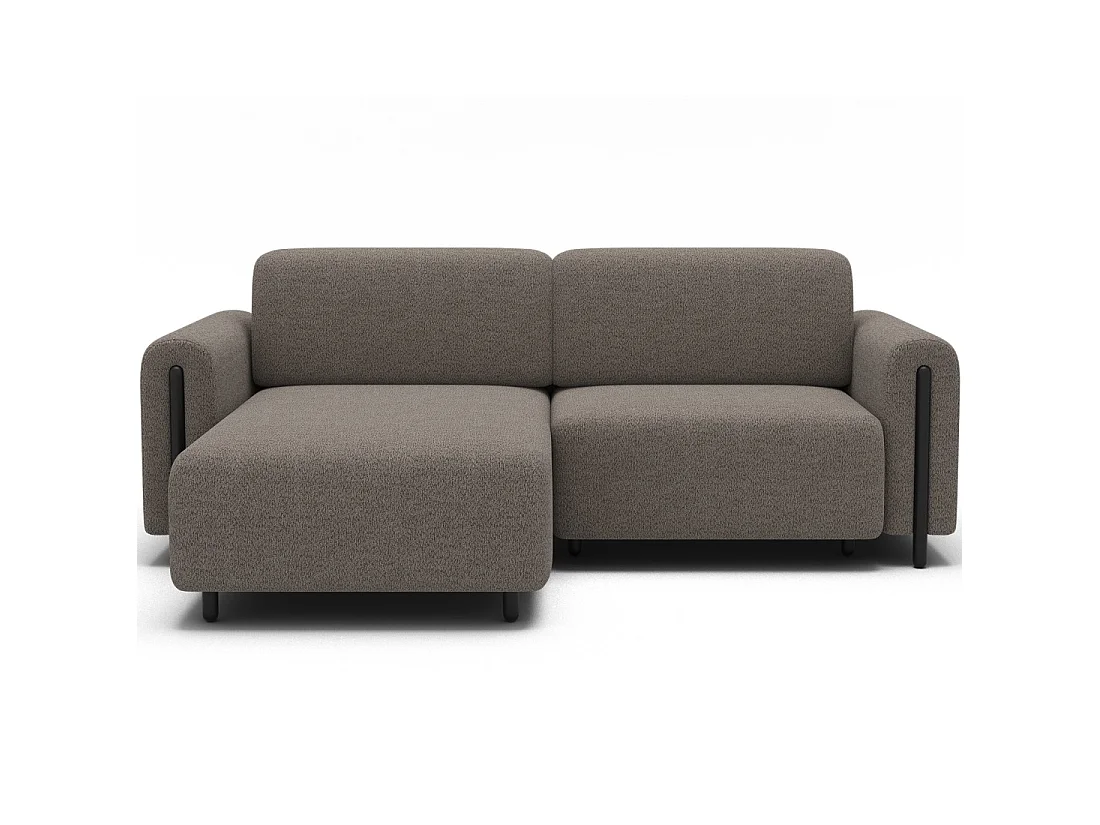 Canapé d'angle convertible ARVESSA brun clair – Angle gauche avec coffre