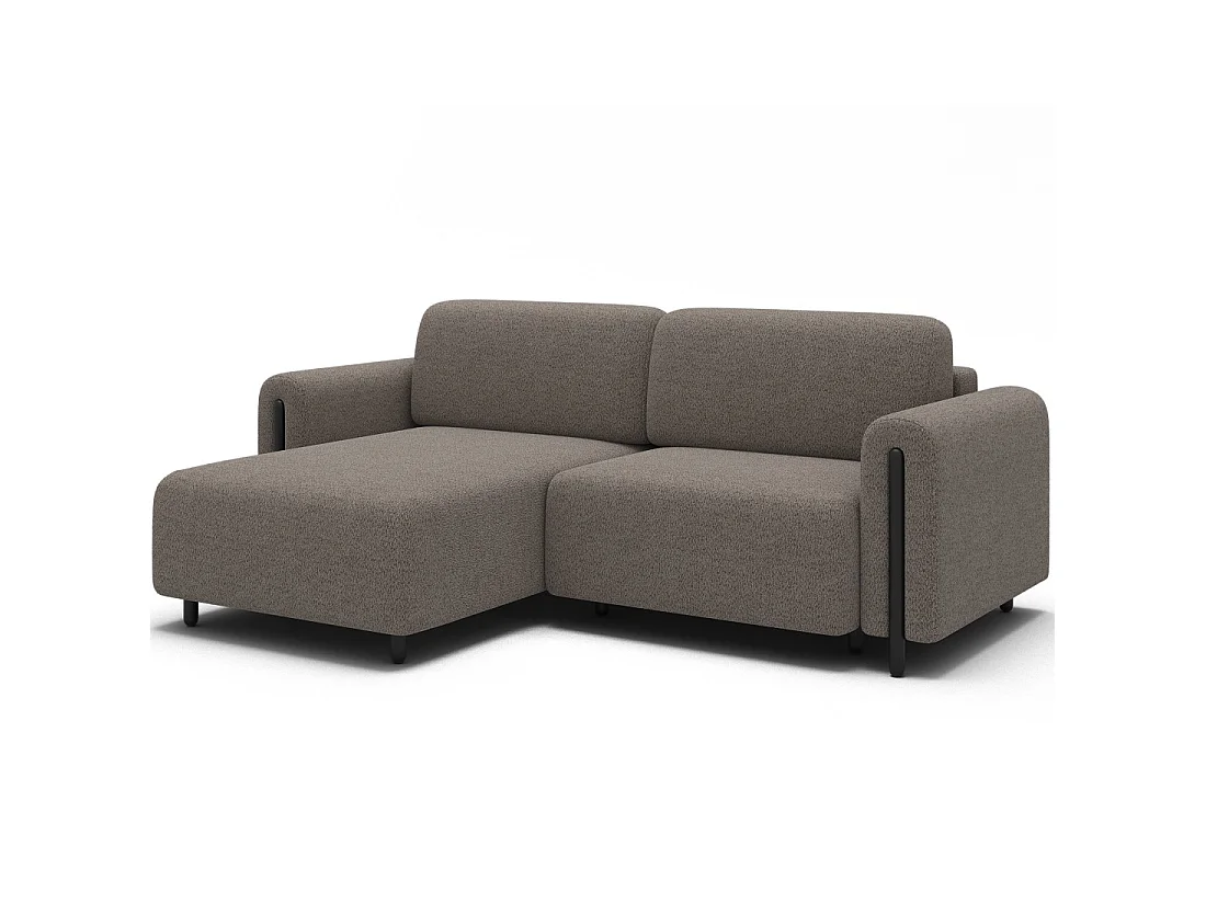 Canapé d'angle convertible ARVESSA brun clair – Angle gauche avec coffre