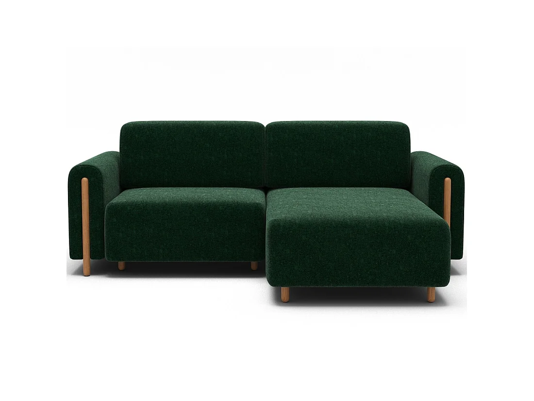 Canapé d'angle convertible ARVESSA vert émeraude bouclette – Angle droit