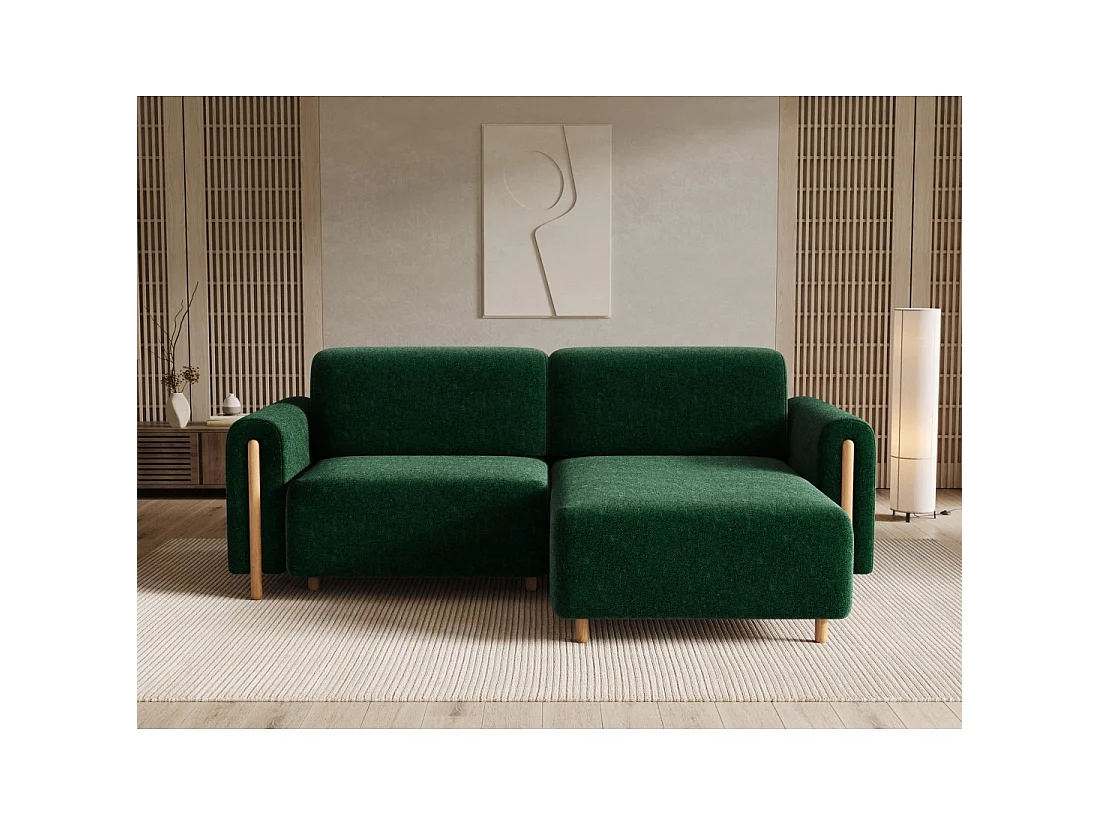 Canapé d'angle convertible ARVESSA vert émeraude bouclette – Angle droit