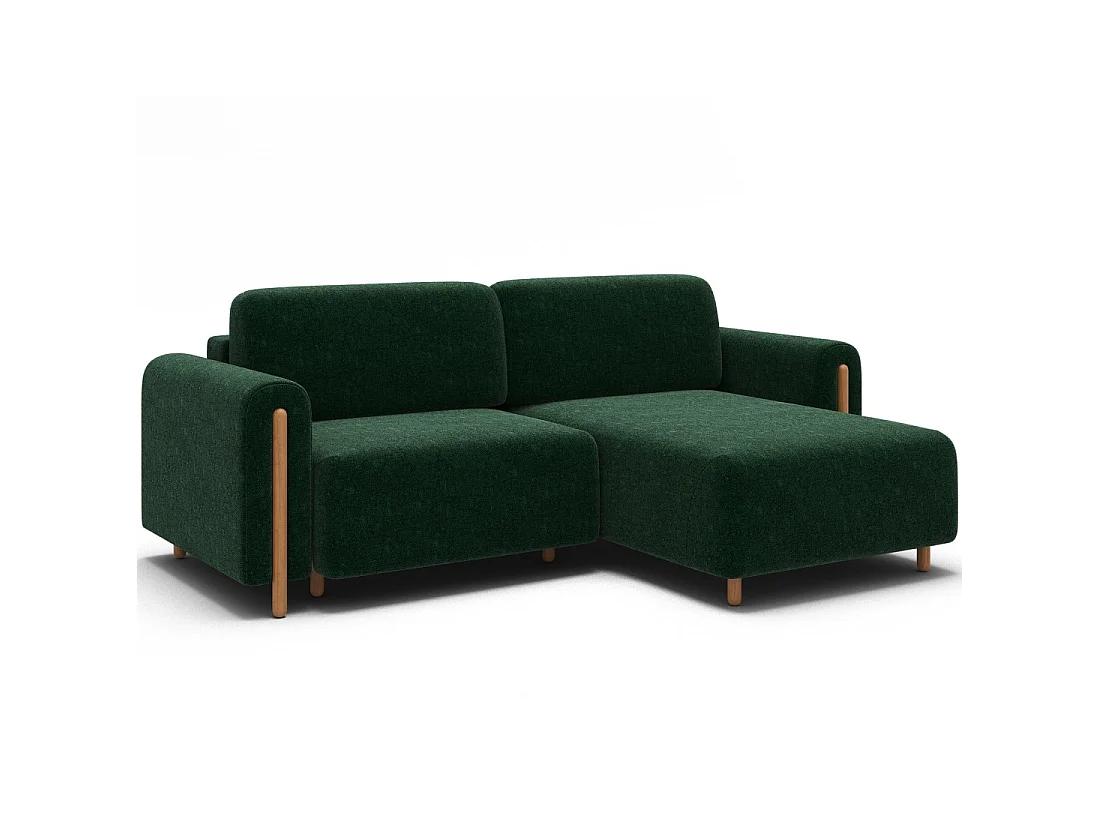 Canapé d'angle convertible ARVESSA vert émeraude bouclette – Angle droit