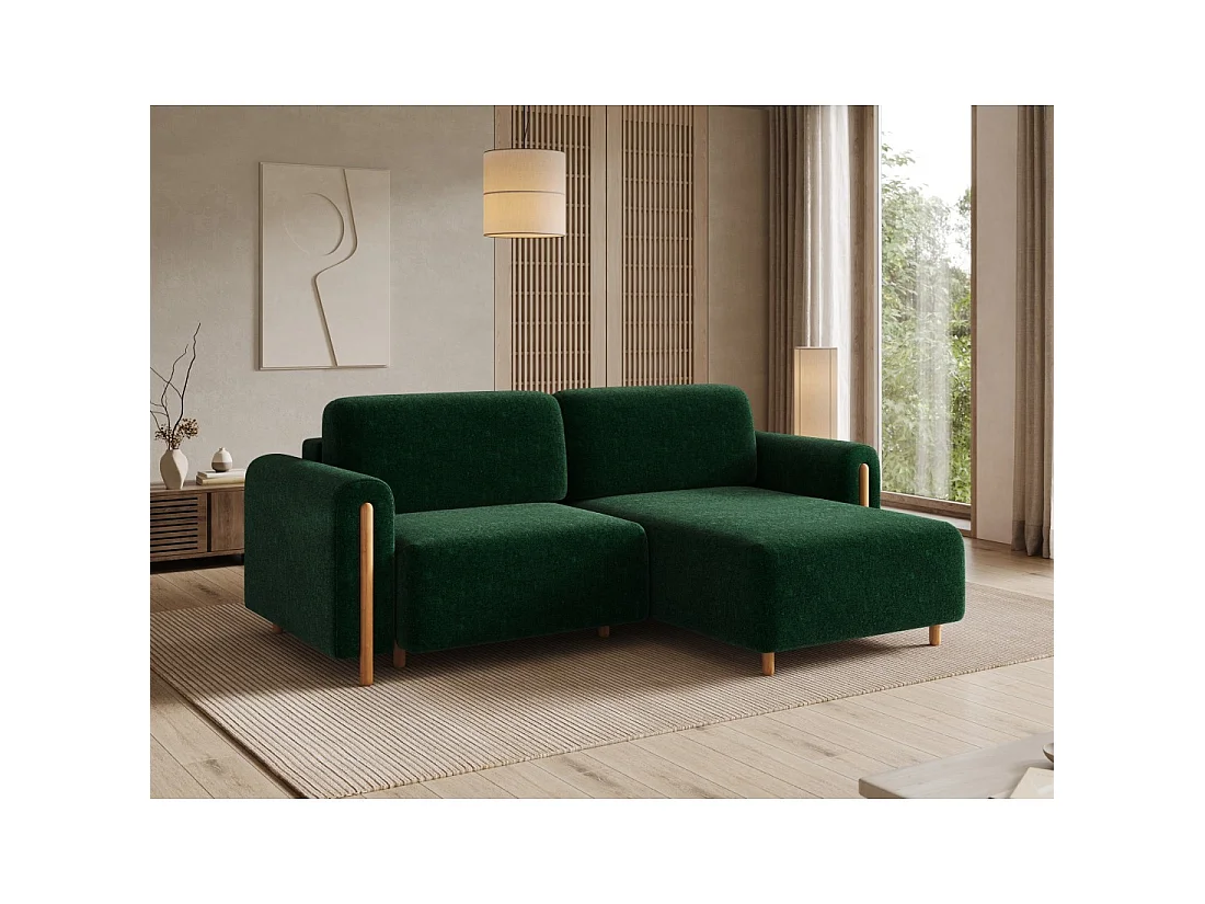 Canapé d'angle convertible ARVESSA vert émeraude bouclette – Angle droit