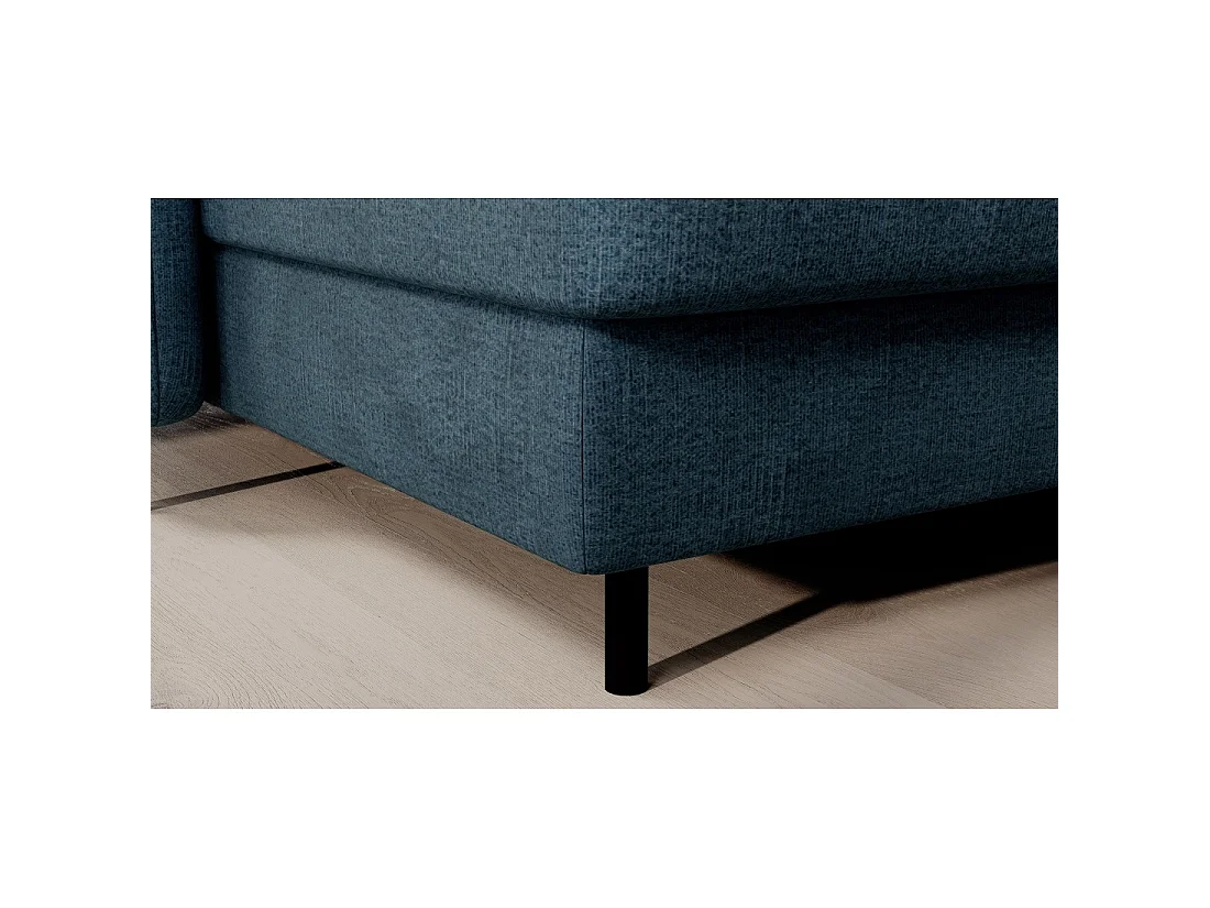 Canapé d'angle convertible BERTHO 306 cm bleu canard – Angle gauche avec coffre