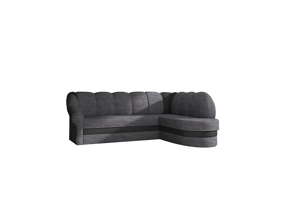 Canapé d'angle droit convertible BENANA 250 cm gris foncé et noir avec coffre