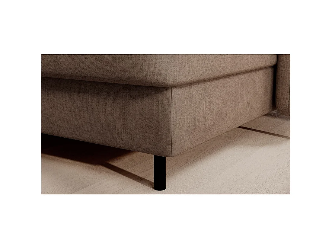 Canapé d'angle convertible BERTHO 306 cm marron clair chenillé – Angle droit avec coffre