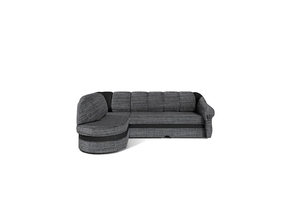 Canapé d'angle gauche convertible BENANA 250 cm gris et noir avec coffre