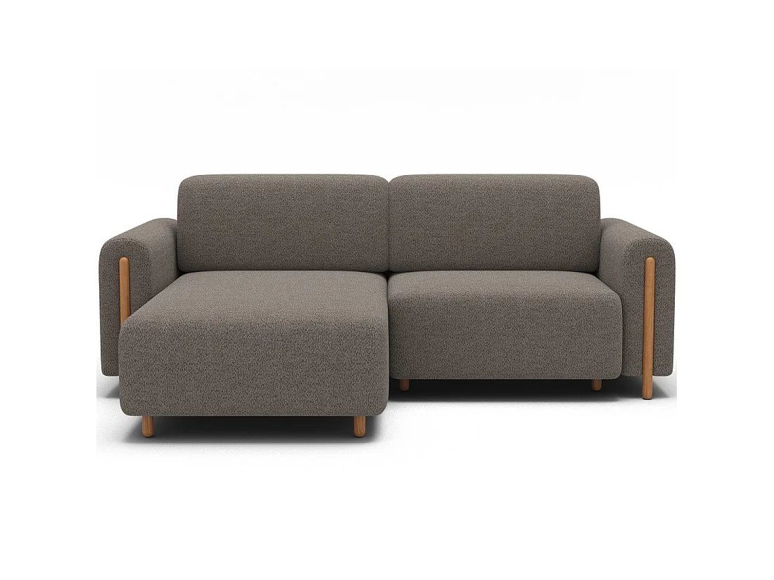 Canapé d'angle convertible ARVESSA marron clair chenille – Angle gauche