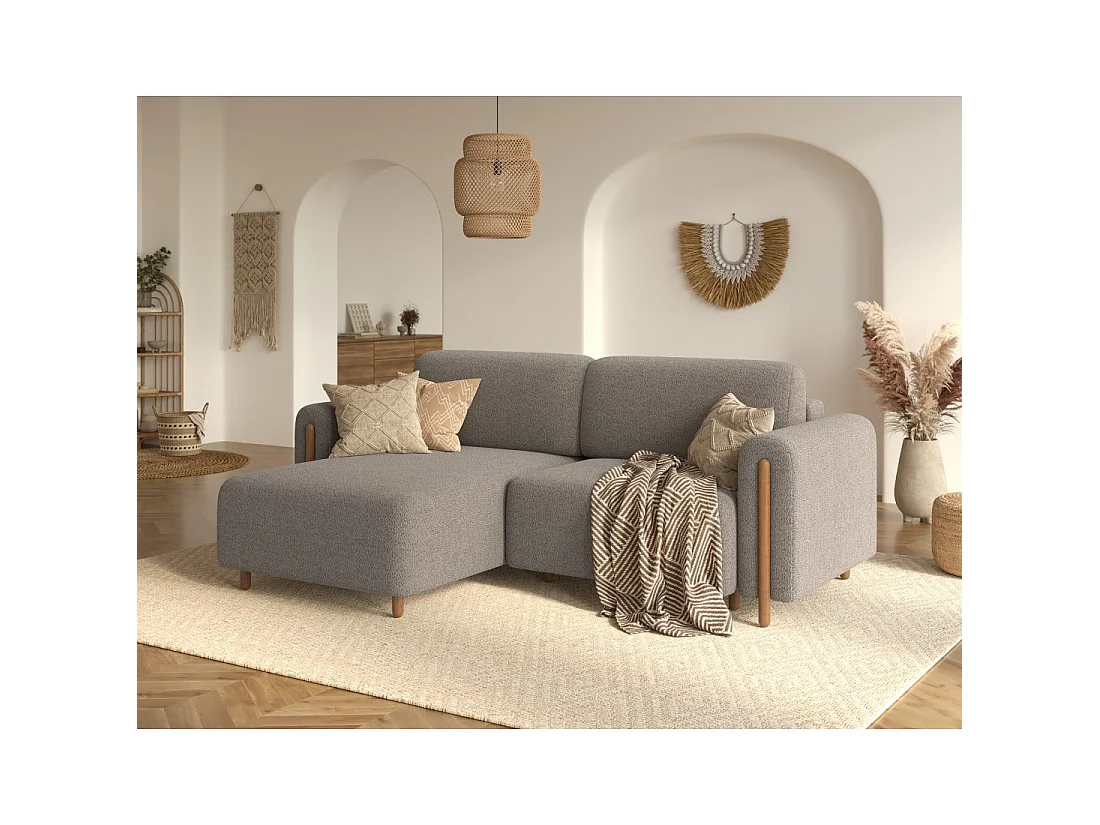 Canapé d'angle convertible ARVESSA marron clair chenille – Angle gauche