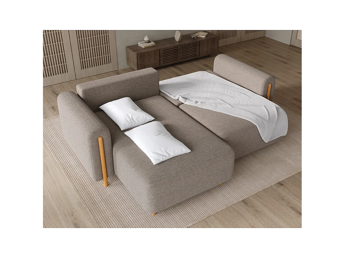 Canapé d'angle convertible ARVESSA marron clair chenille – Angle gauche