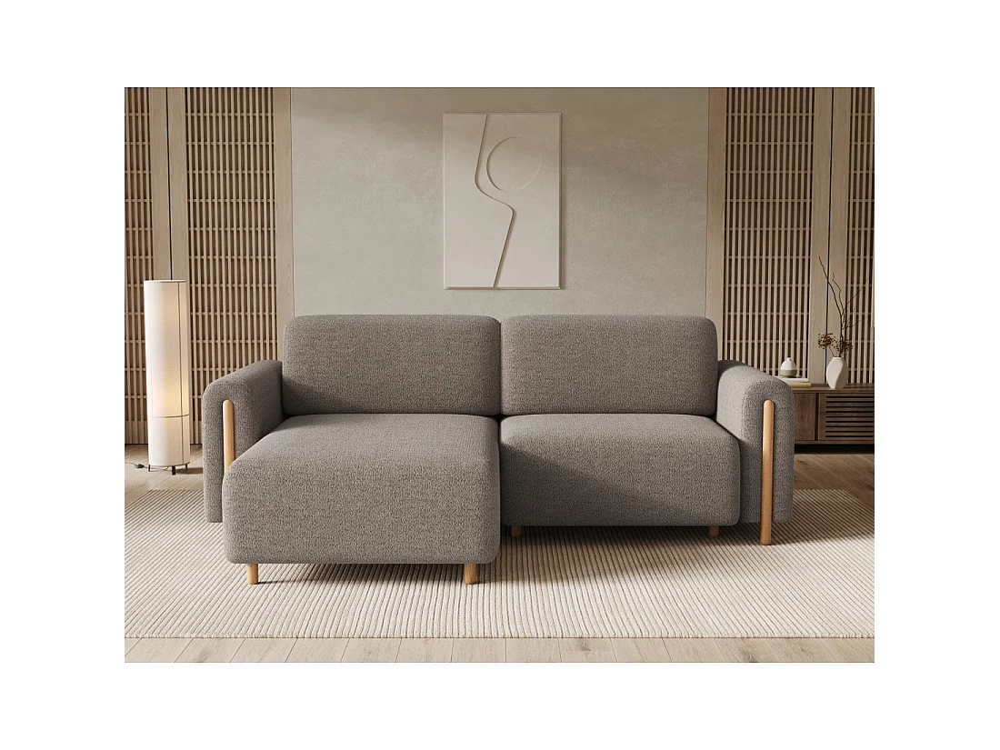 Canapé d'angle convertible ARVESSA marron clair chenille – Angle gauche