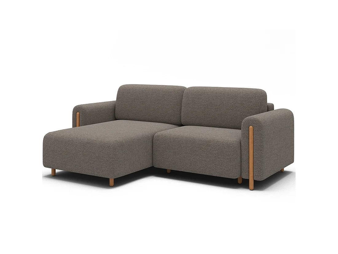 Canapé d'angle convertible ARVESSA marron clair chenille – Angle gauche