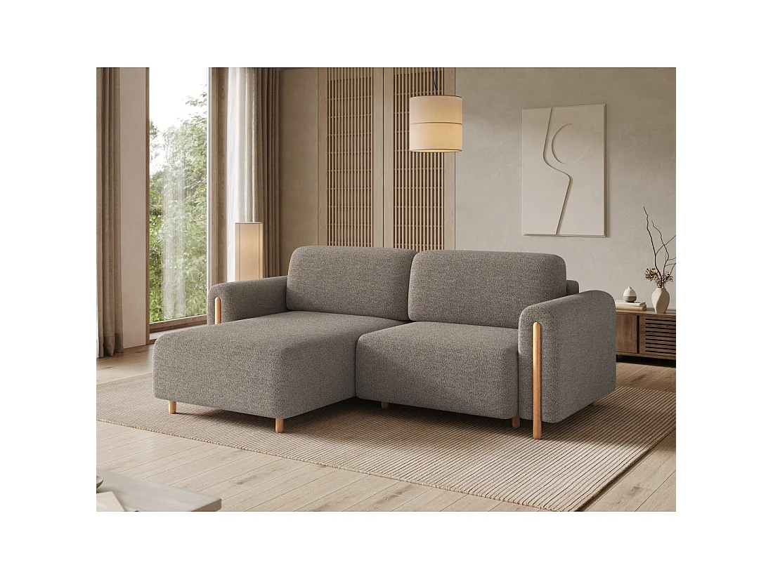 Canapé d'angle convertible ARVESSA marron clair chenille – Angle gauche