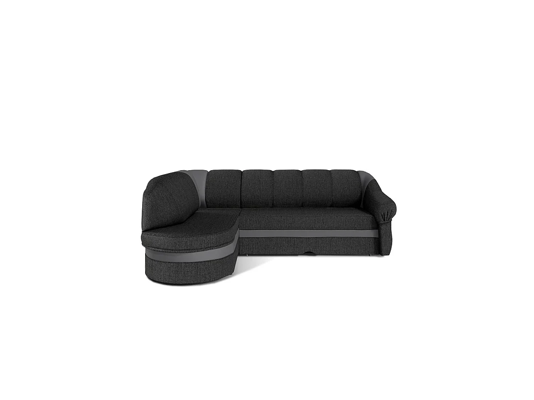 Canapé d'angle gauche convertible BENANA 250 cm gris foncé et noir avec coffre