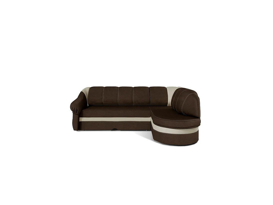 Canapé d'angle droit convertible BENANA 250 cm marron et beige avec coffre