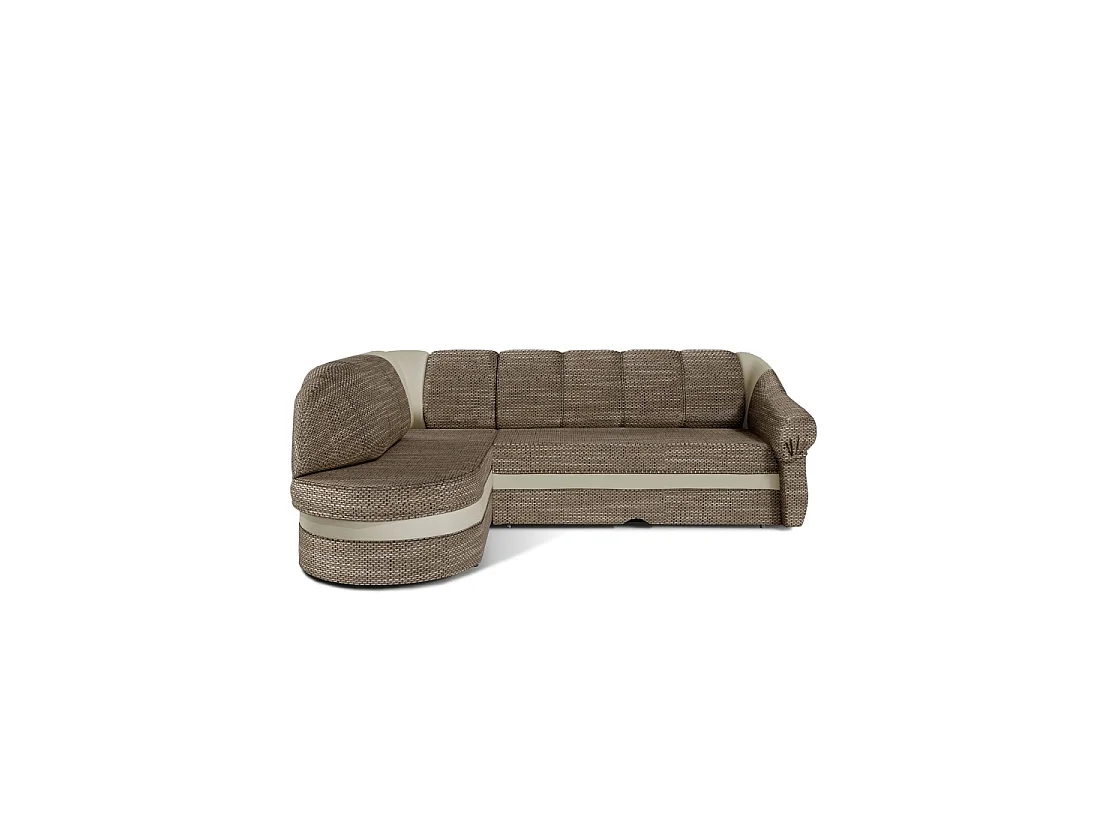 Canapé d'angle gauche convertible BENANA 250 cm beige et crème avec coffre