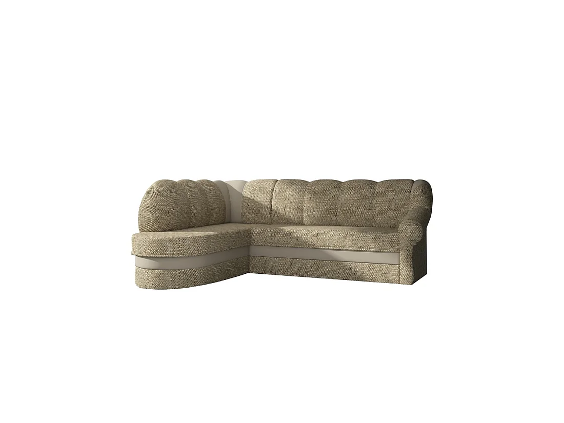 Canapé d'angle gauche convertible BENANA 250 cm beige et crème avec coffre