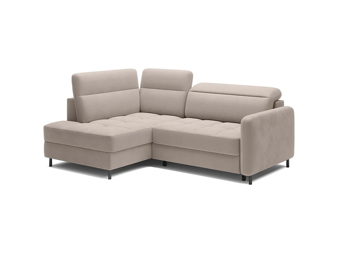Canapé d'angle gauche convertible BARNEA 208 cm crème avec rangement