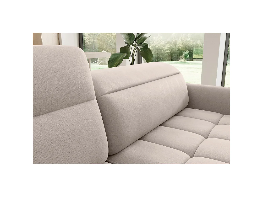 Canapé d'angle gauche convertible BARNEA 208 cm crème avec rangement