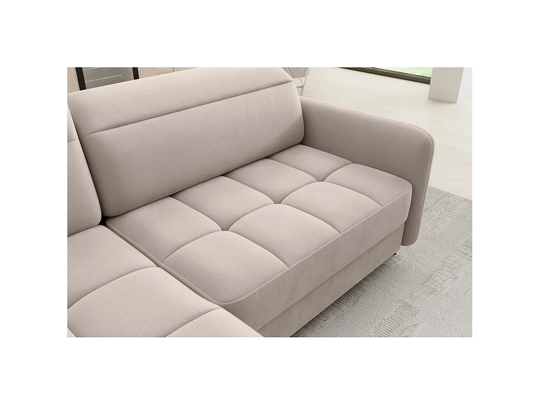 Canapé d'angle gauche convertible BARNEA 208 cm crème avec rangement