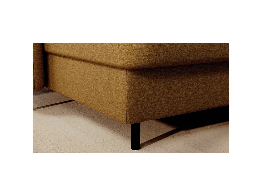 Canapé d'angle convertible BERTHO 306 cm jaune orangé – Angle gauche avec coffre
