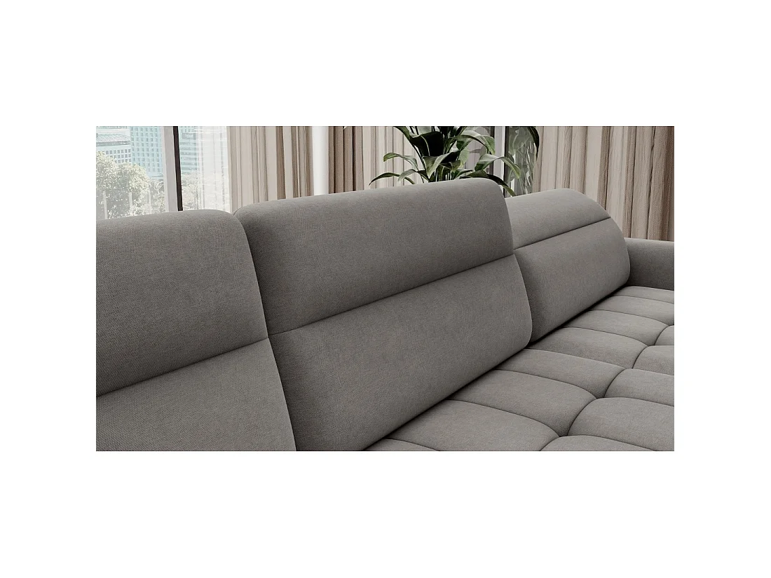 Canapé d'angle convertible BERTHO 306 cm gris – Angle droit avec coffre