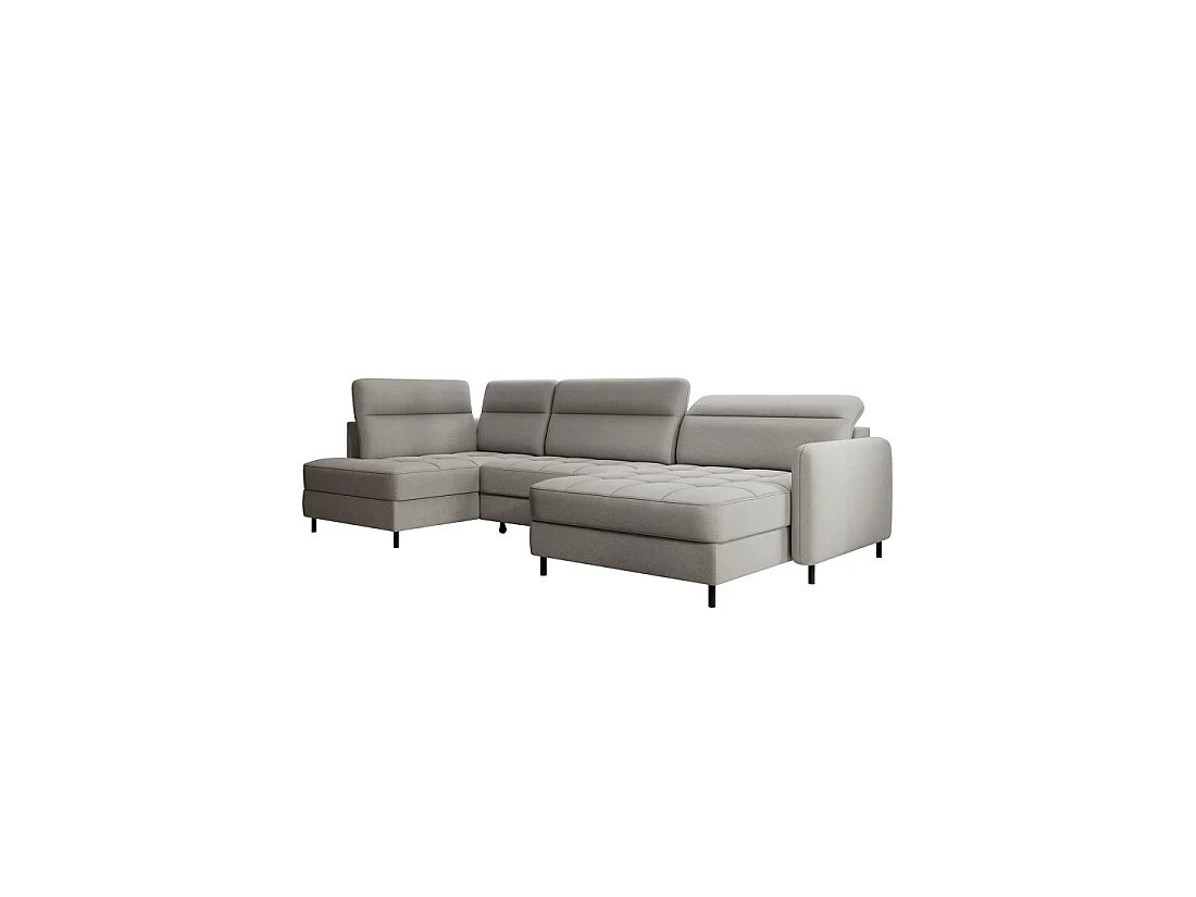 Canapé d'angle convertible BERTHO 306 cm gris – Angle droit avec coffre