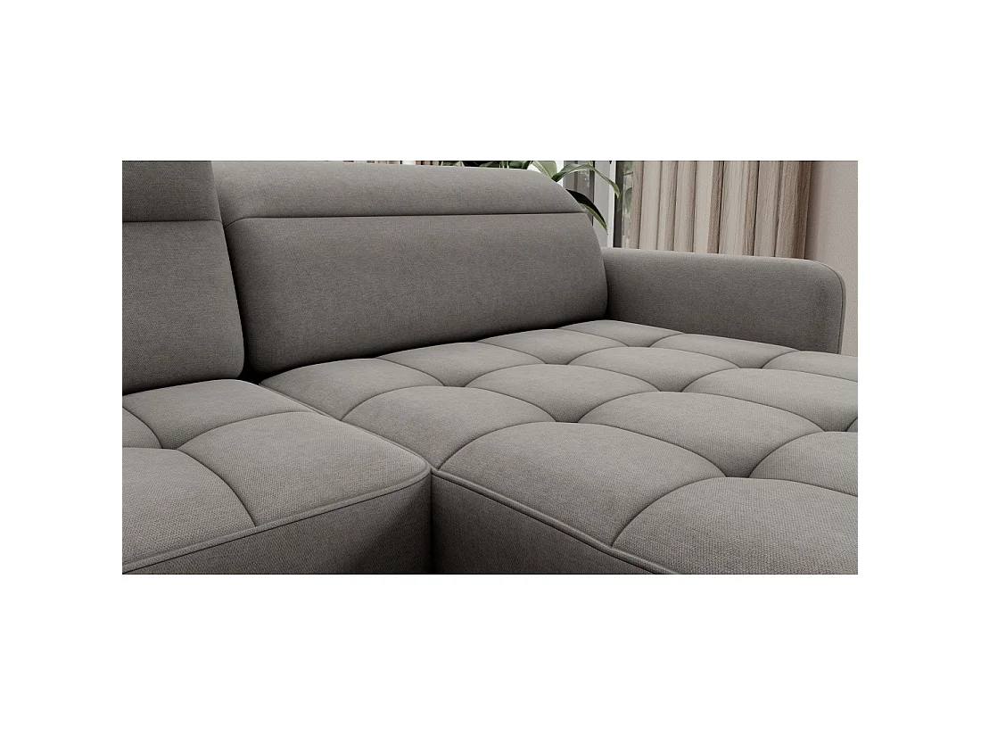 Canapé d'angle convertible BERTHO 306 cm gris – Angle droit avec coffre