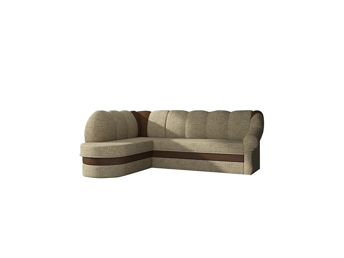 Canapé d'angle gauche convertible BENANA 250 cm beige et marron avec coffre