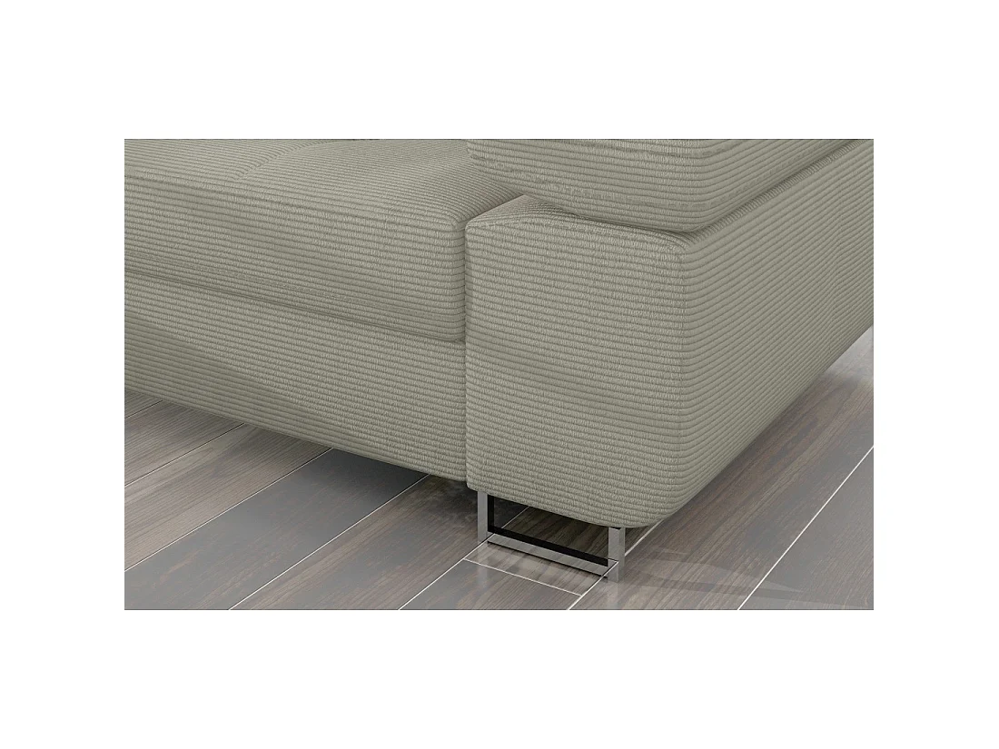 Canapé d'angle convertible AMANDA beige clair velours côtelé avec coffre gauche