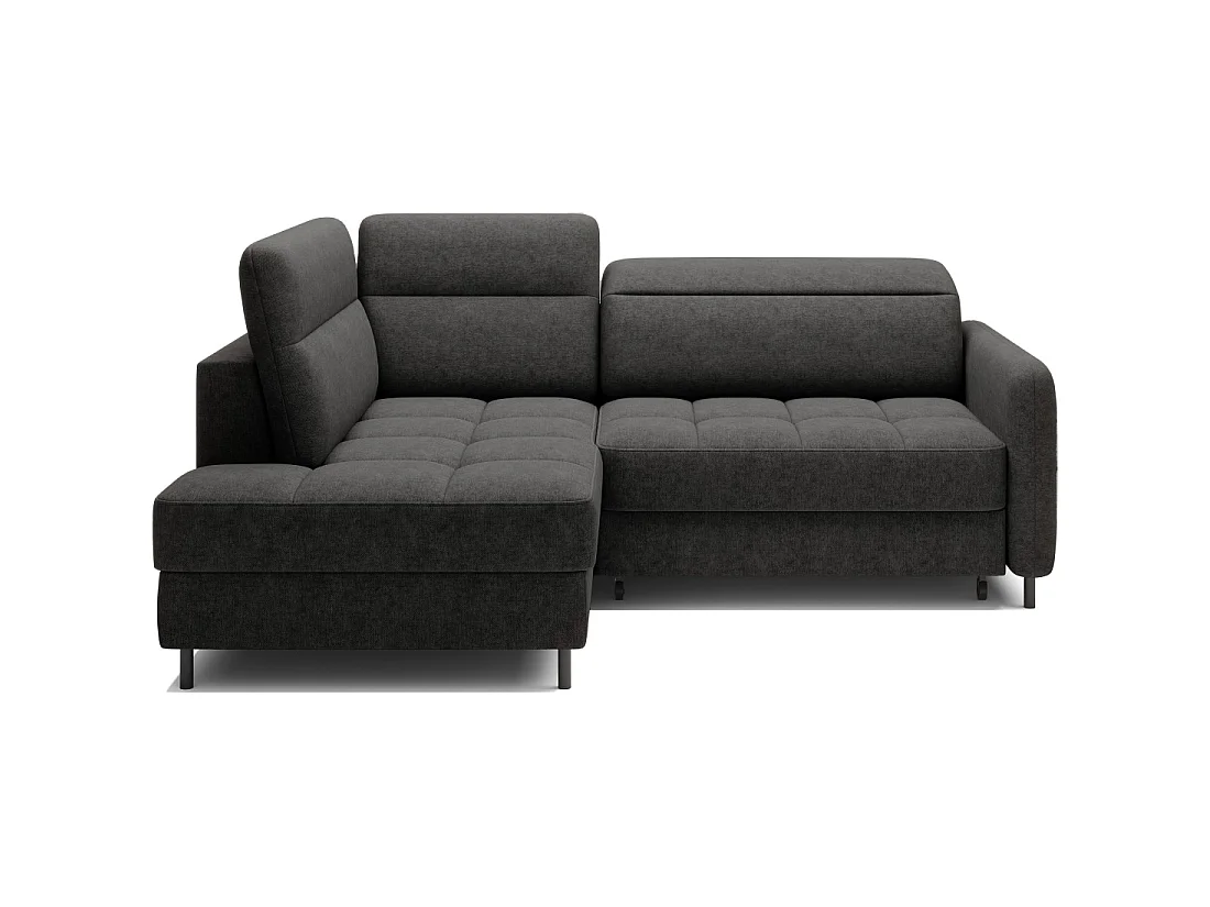 Canapé d'angle gauche convertible BARNEA 208 cm gris foncé avec rangement