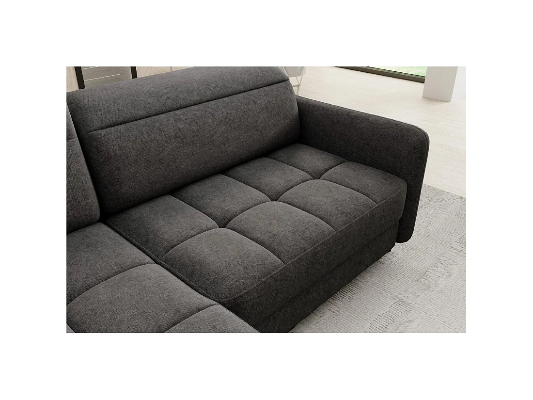 Canapé d'angle gauche convertible BARNEA 208 cm gris foncé avec rangement