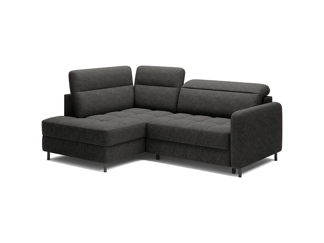 Canapé d'angle gauche convertible BARNEA 208 cm gris foncé avec rangement