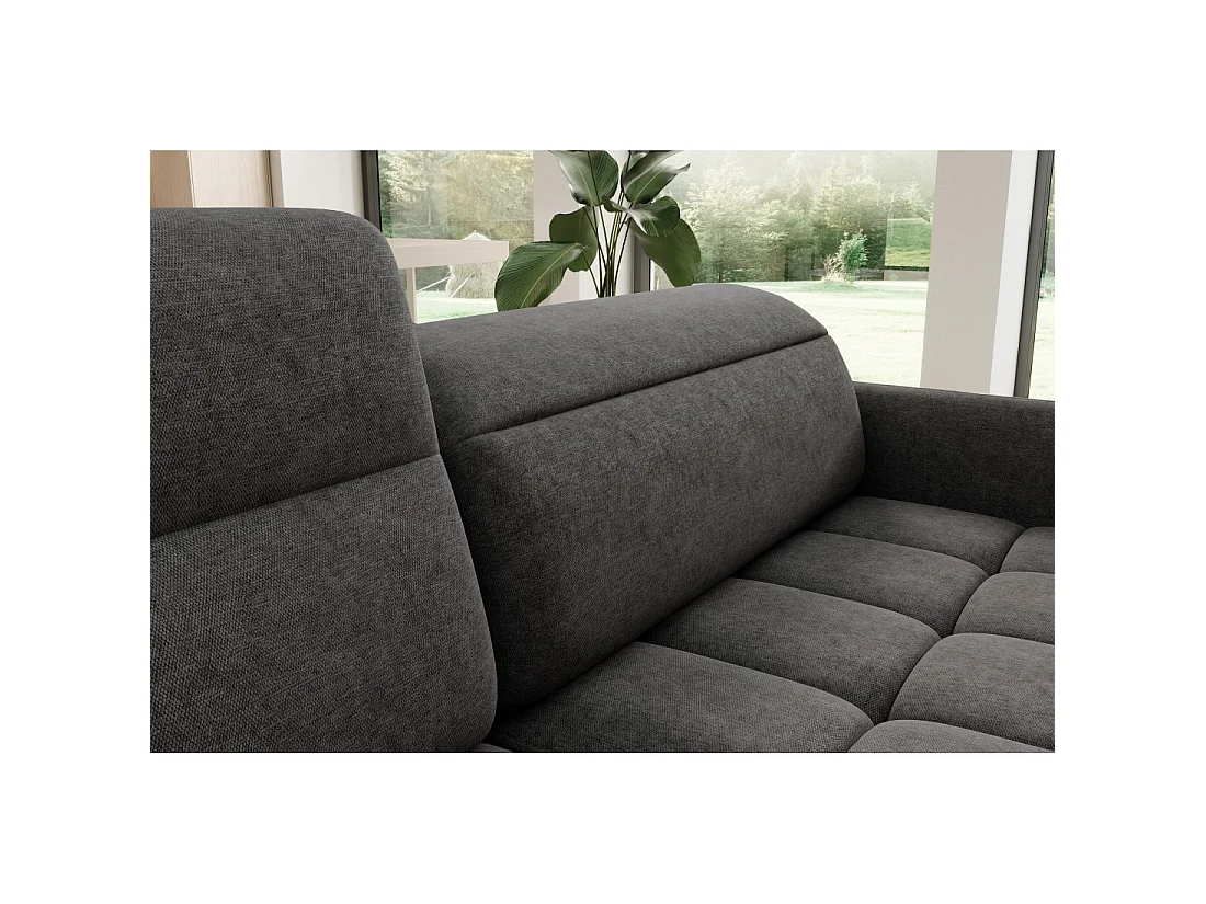 Canapé d'angle gauche convertible BARNEA 208 cm gris foncé avec rangement