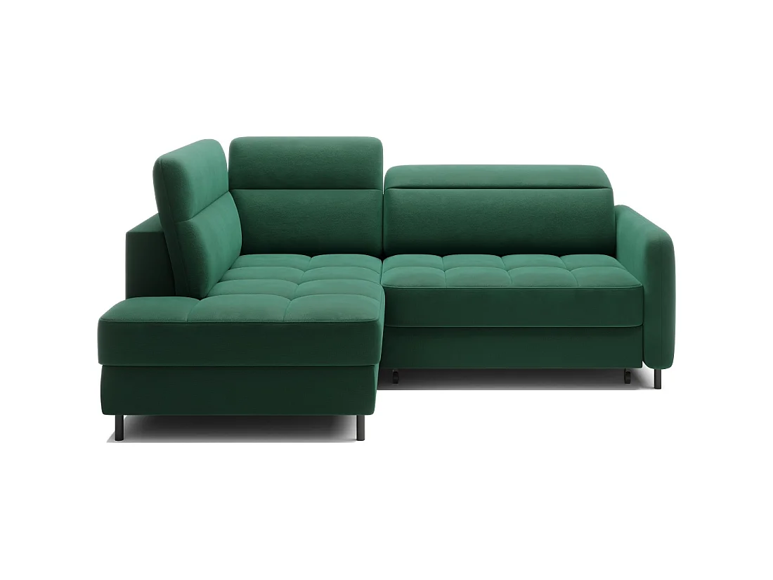 Canapé d'angle gauche convertible BARNEA 208 cm vert foncé avec rangement