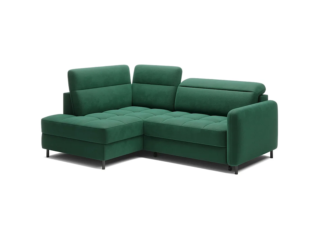Canapé d'angle gauche convertible BARNEA 208 cm vert foncé avec rangement
