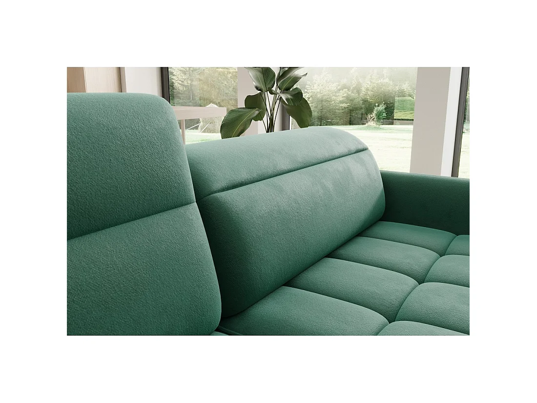 Canapé d'angle gauche convertible BARNEA 208 cm vert foncé avec rangement
