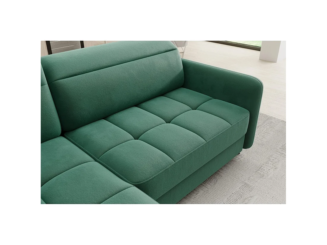 Canapé d'angle gauche convertible BARNEA 208 cm vert foncé avec rangement