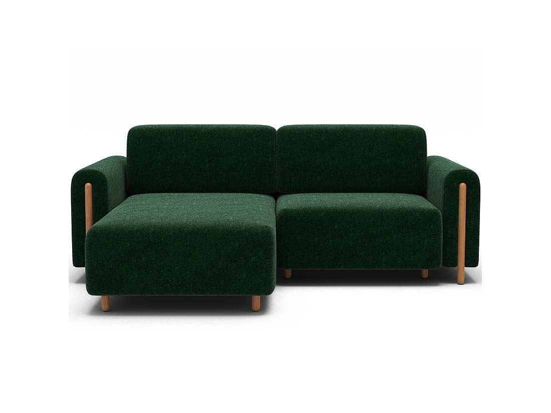Canapé d'angle convertible ARVESSA vert émeraude chenille – Angle gauche