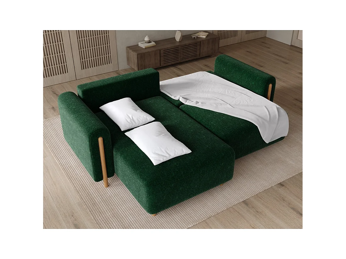 Canapé d'angle convertible ARVESSA vert émeraude chenille – Angle gauche