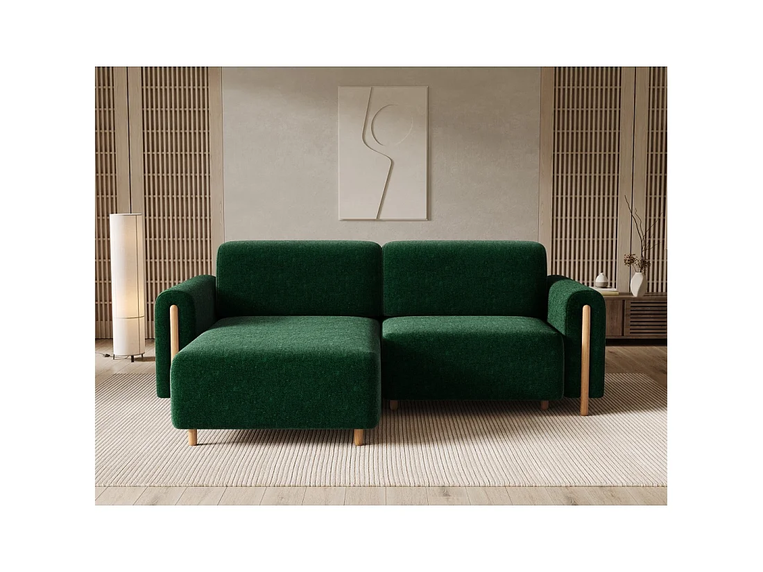 Canapé d'angle convertible ARVESSA vert émeraude chenille – Angle gauche