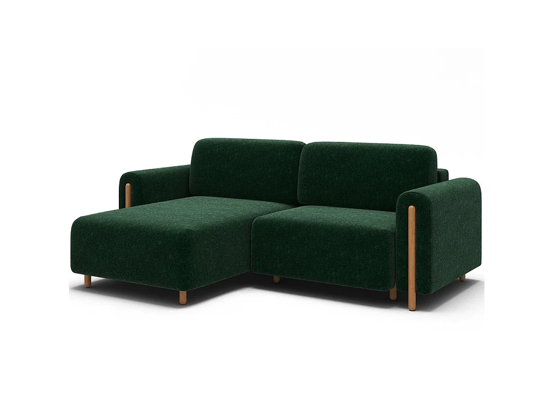 Canapé d'angle convertible ARVESSA vert émeraude chenille – Angle gauche