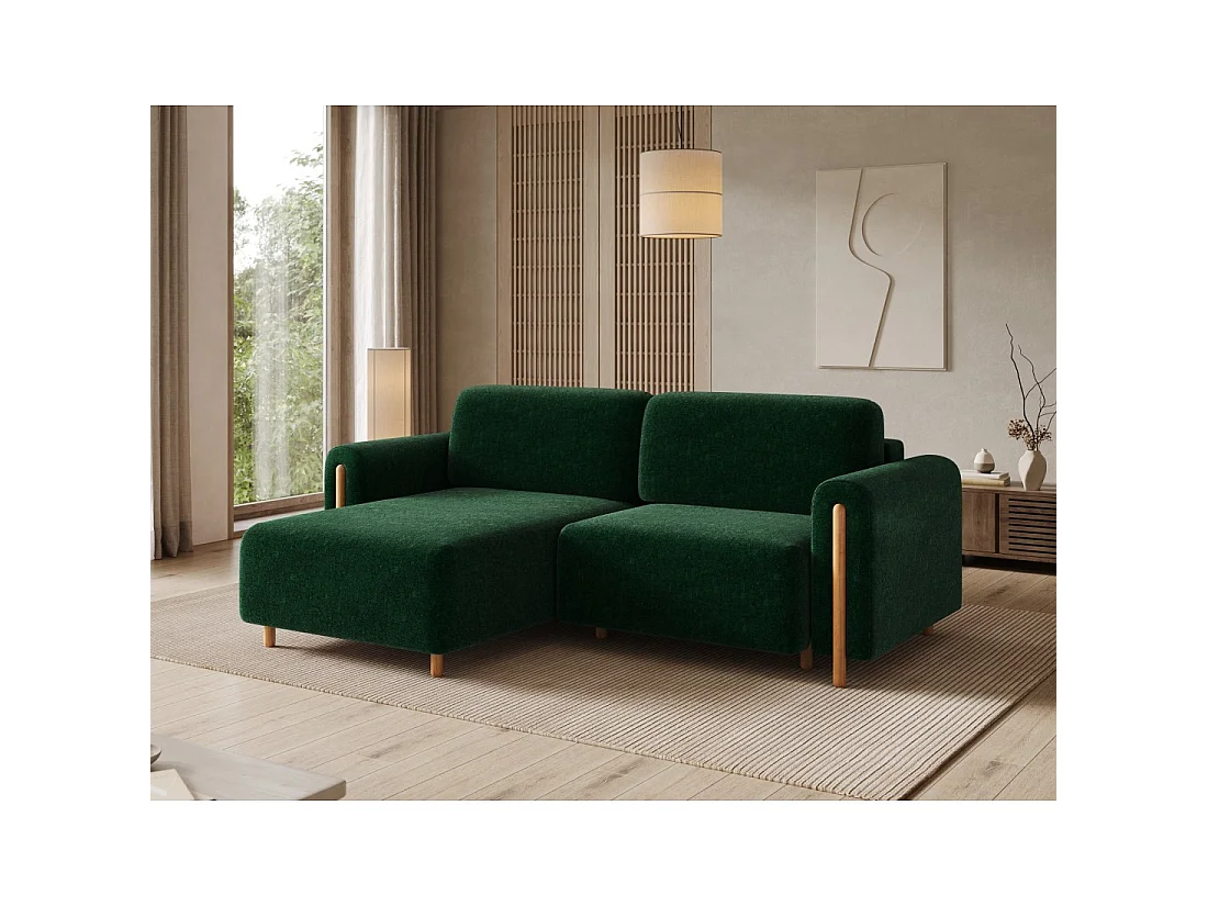 Canapé d'angle convertible ARVESSA vert émeraude chenille – Angle gauche