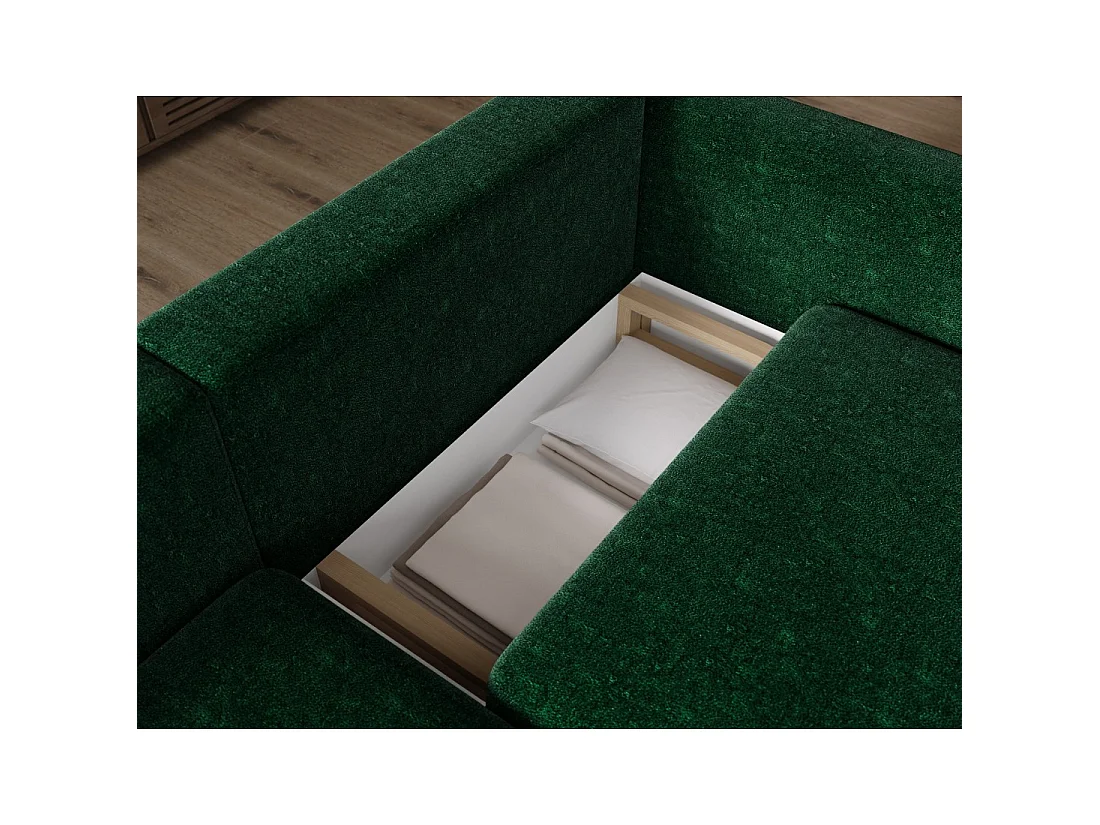 Canapé d'angle convertible ARVESSA vert émeraude chenille – Angle gauche