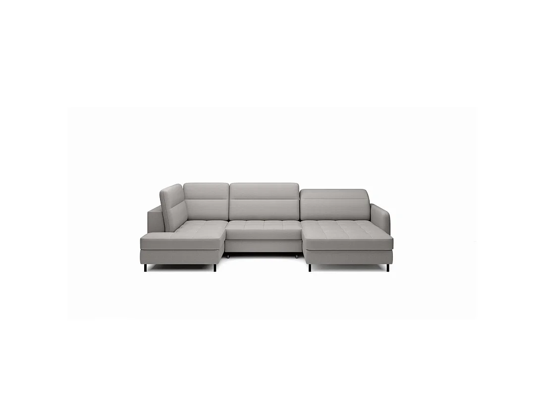 Canapé d'angle convertible BERTHO 306 cm gris – Angle droit avec coffre
