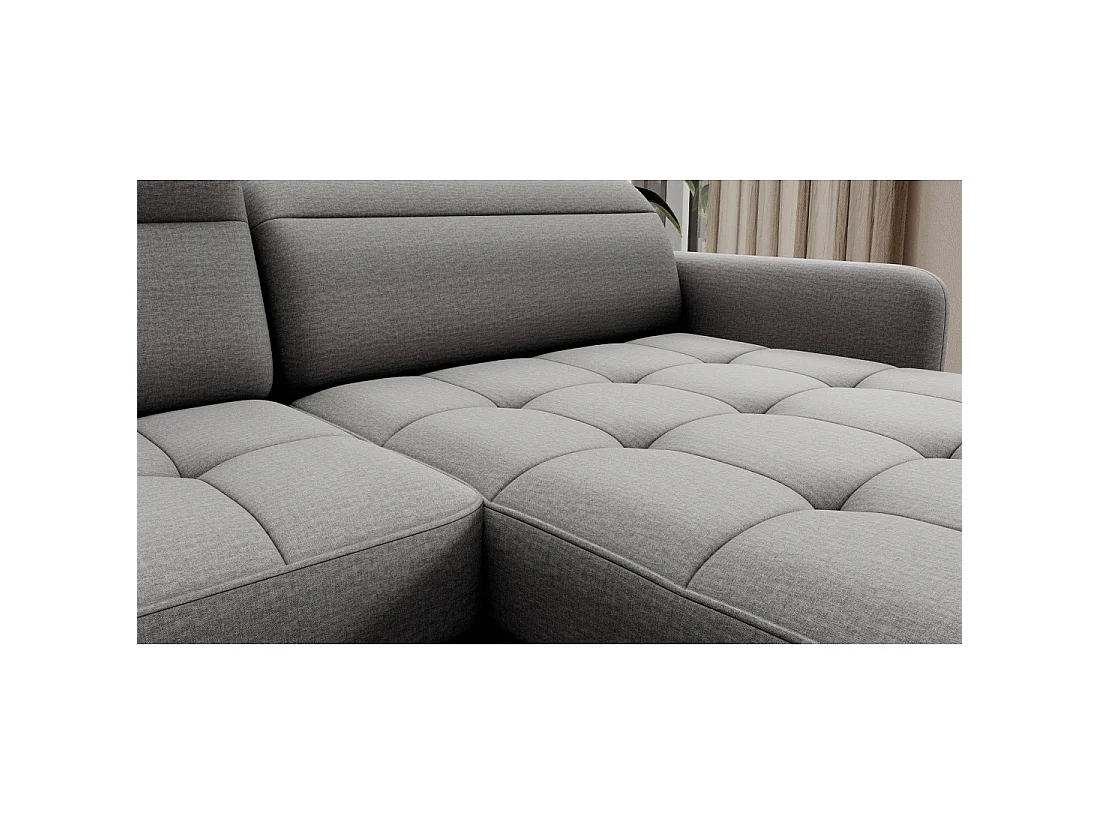 Canapé d'angle convertible BERTHO 306 cm gris – Angle droit avec coffre