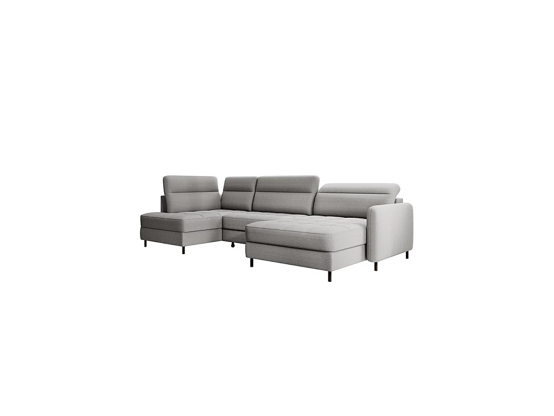 Canapé d'angle convertible BERTHO 306 cm gris – Angle droit avec coffre