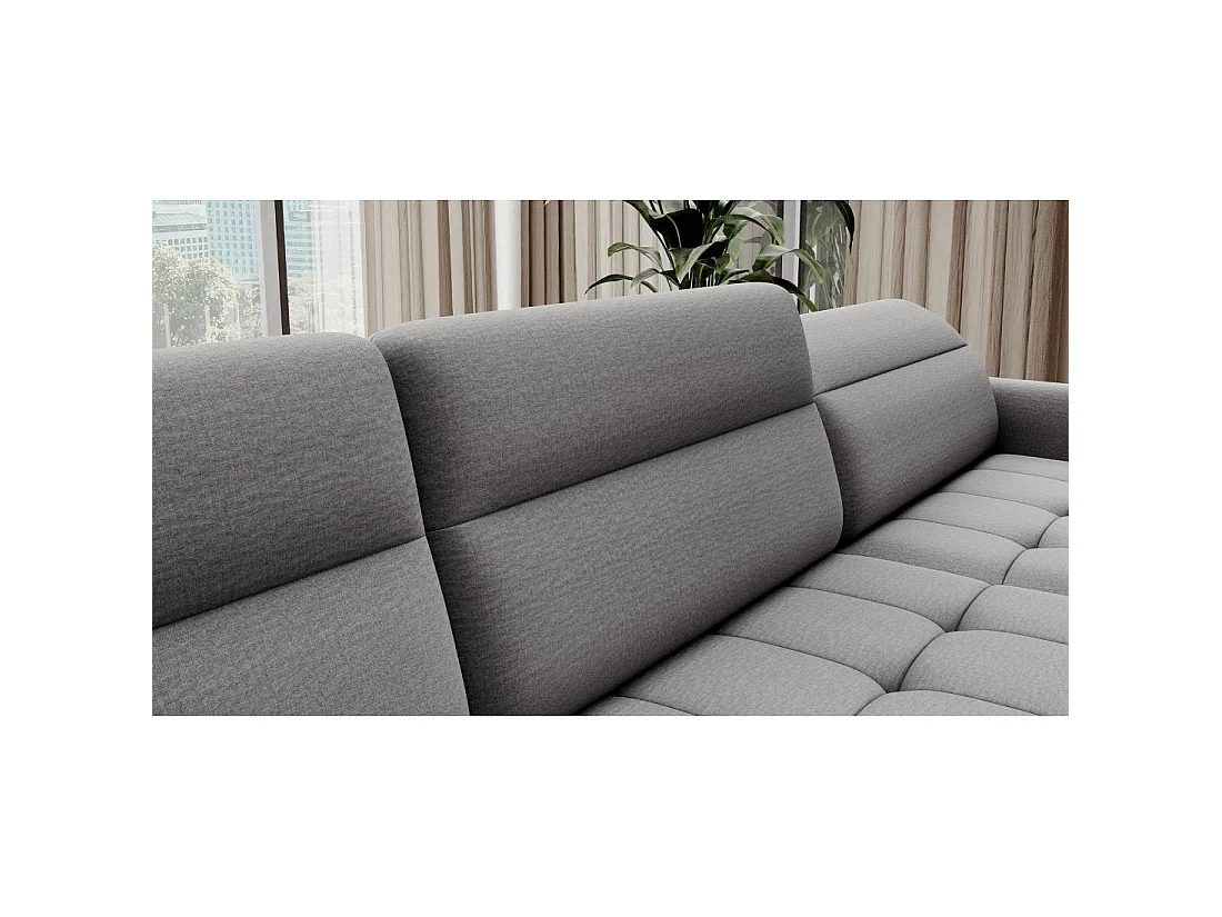 Canapé d'angle convertible BERTHO 306 cm gris – Angle droit avec coffre
