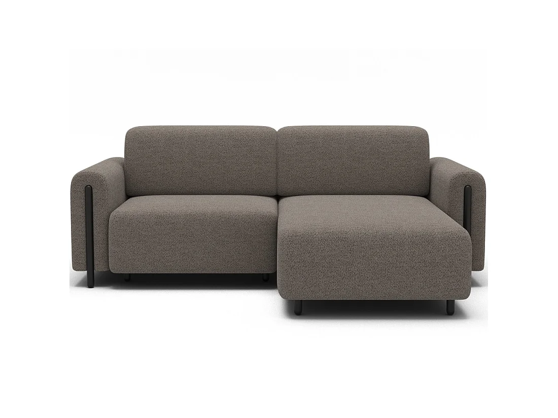Canapé d'angle convertible ARVESSA marron clair chenille – Angle droit
