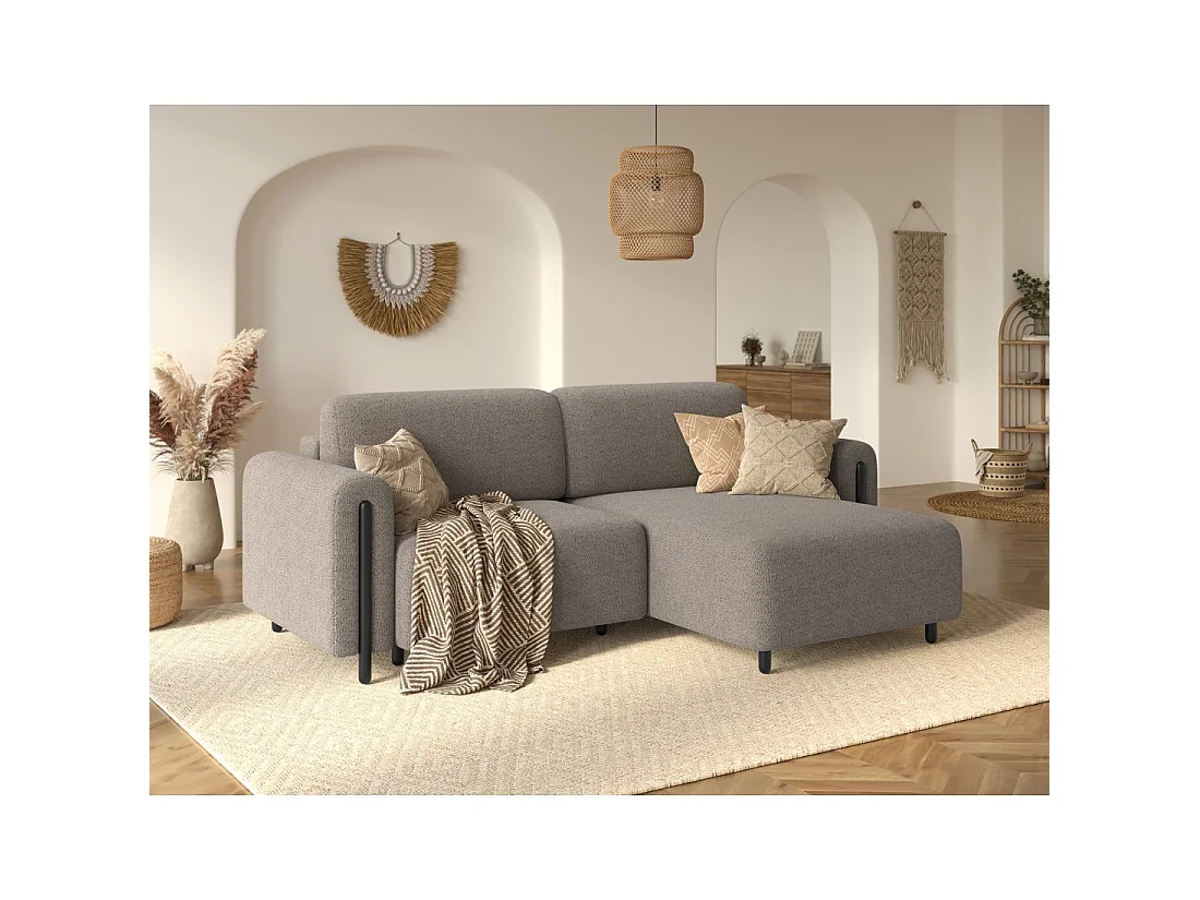 Canapé d'angle convertible ARVESSA marron clair chenille – Angle droit